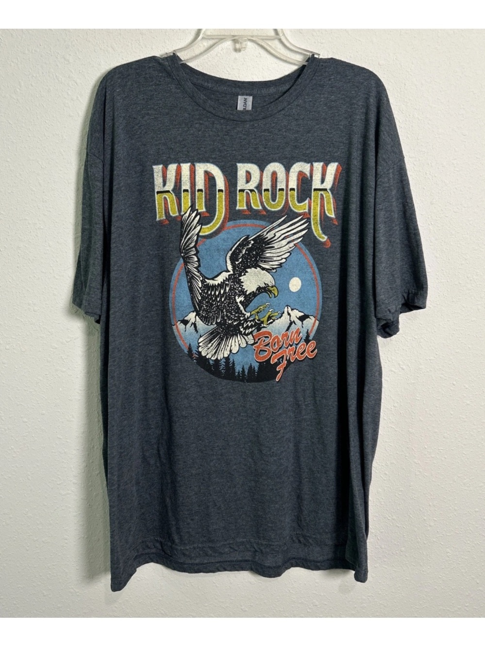 Kid Rock Born Free Tour Bald Eagle Heather Gray Gildan T-Shirt Men’s 2XL